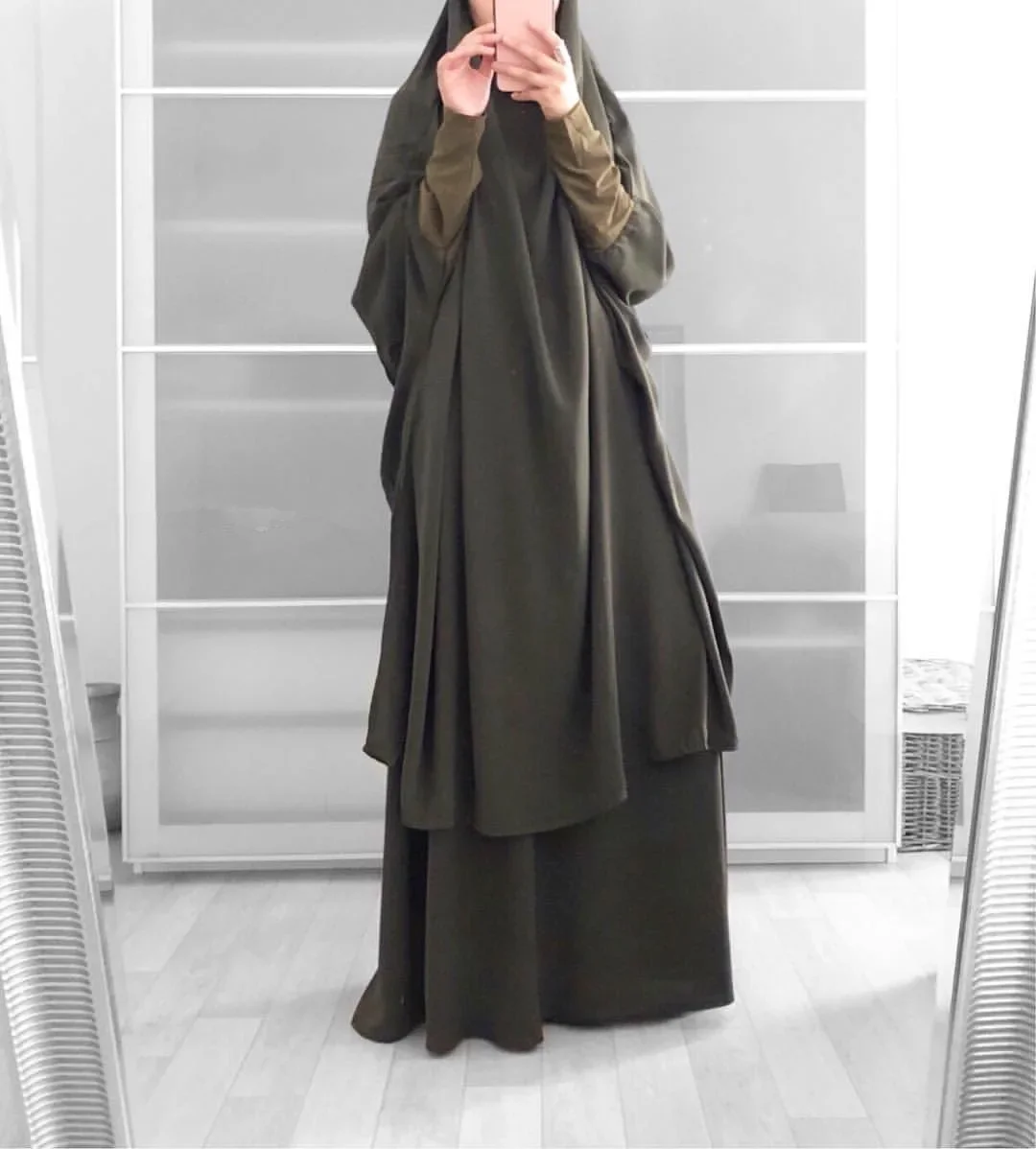 Eid Hooded Muslim Women Hijab Dress Prayer Garment Abaya Long Khimar Ramadan Gown Abayas Skirt Sets Islamic Clothes Niqab