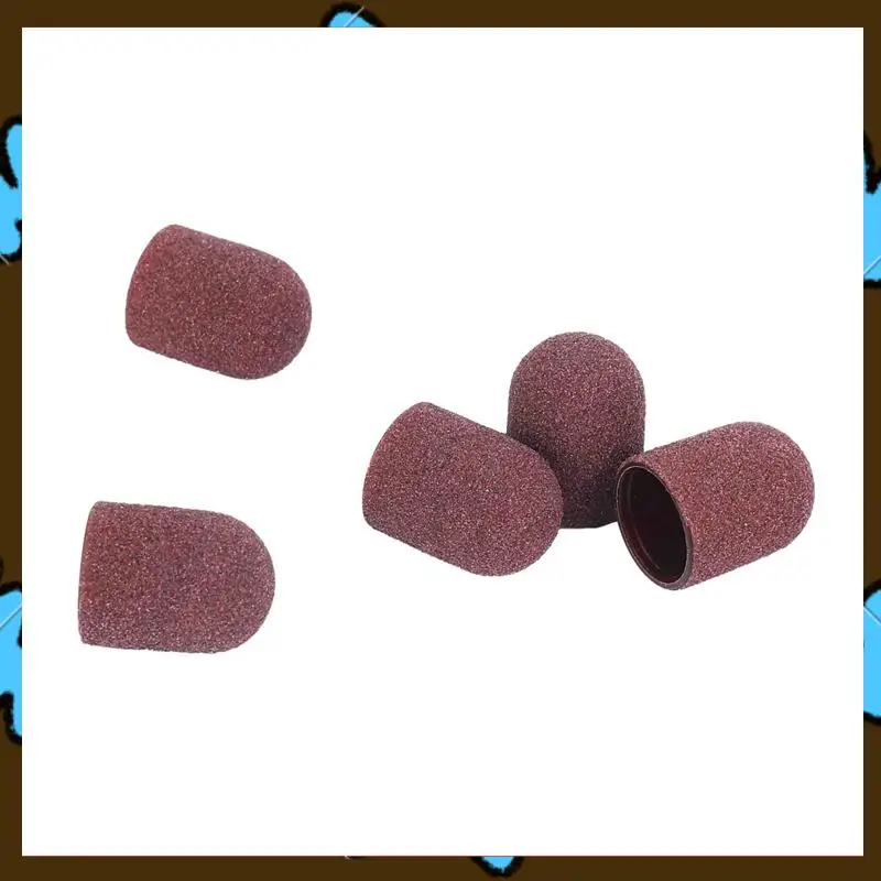 

Promotion! 200Pcs Sanding Bands Block Caps Without Grip 80 120 180 13X19mm Sanding Cap Manicure Pedicure Electric Nail Drill-02