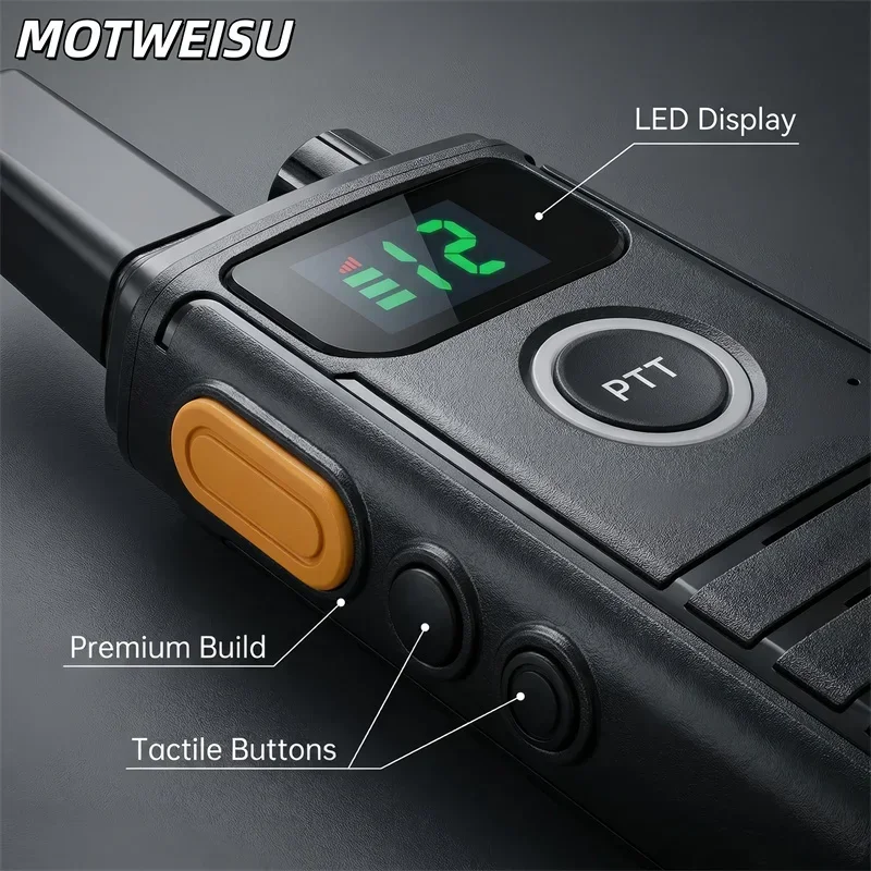 Upgraded Mini Walkie Talkies 16 Channels UHF 400-470MHz Two-Way Radio with Type-C Charging VOX Hands-Free Long Standby for Outdo