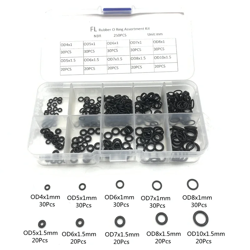 O Rings VMQ NBR 1.5/1.8/1.9/2.4/3.1mm Sealing Gaskets O-Ring Silicone Washer Rubber Oring Set Assortment Kit Set Box Ring