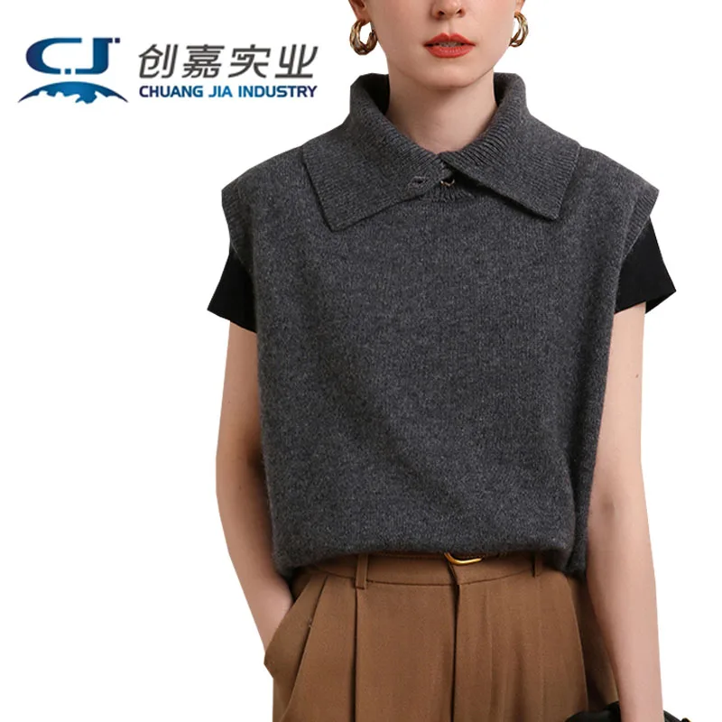 

Spring and Autumn Ladies 100% Cashmere Sweater Original Design Lapel Pullover Top Confident Generous Wool Shirt Free Shipping