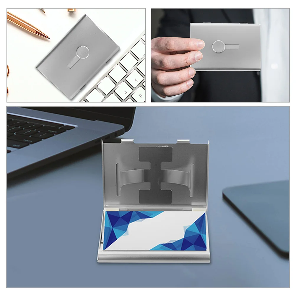 2 Stück Visitenkartenetui mit ausziehbarem Design für Männer, große Kapazität, Kartenaufbewahrung, Besuchsorganisator, Metalltasche