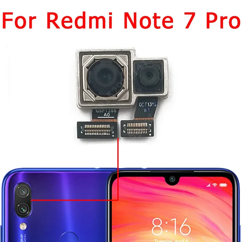 Camera Module For Xiaomi Redmi Note 7 8 Pro 8T 5 5A 6 Back Rear Camera Replacement Backside View Flex Repair Spare Parts