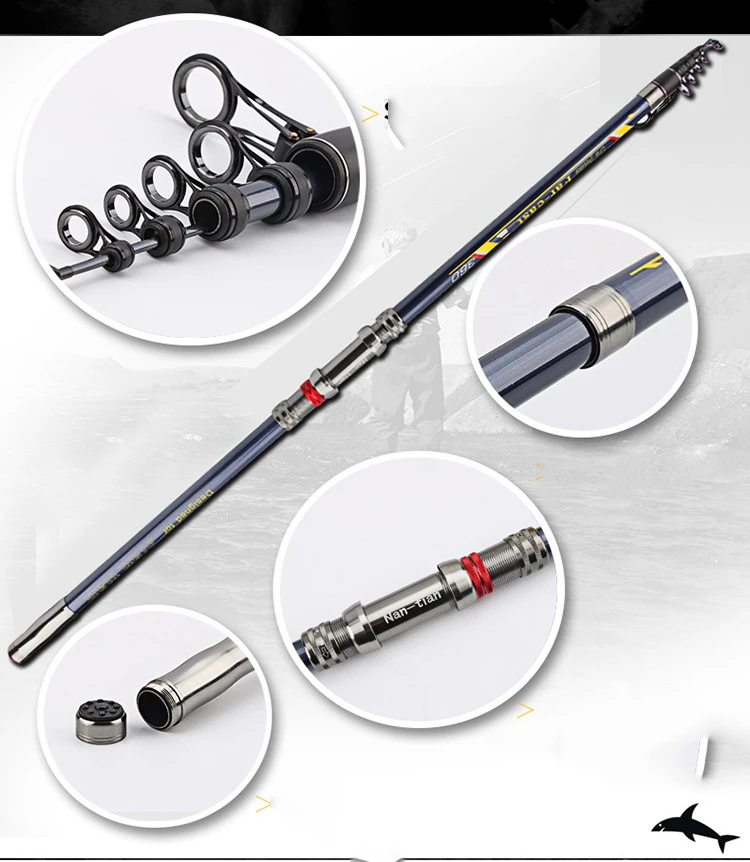 

Telescopic Surfcasting Sea Fishing Rod 3.6m 3.9m 4.2m 4.5m 5.4m, Portable Throwing Pole with Removable Seat