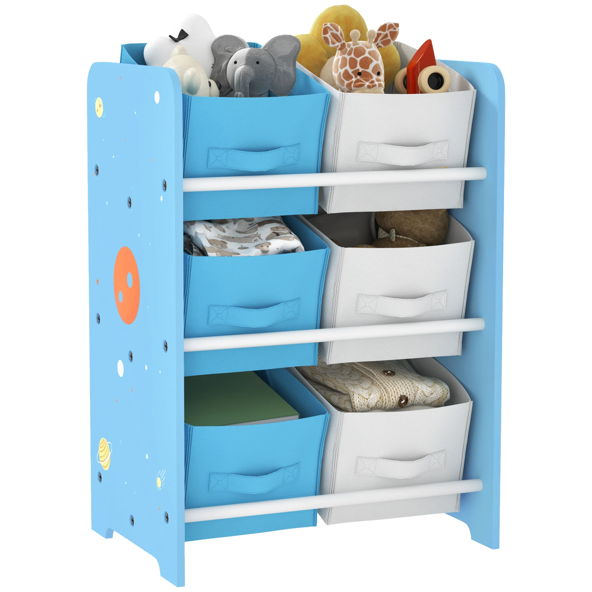 AIYAPLAY Estantería Infantil para Niños de +3 Años Estantería para Juguetes con 6 Cajas de Tela no Tejida 43x30x60 cm