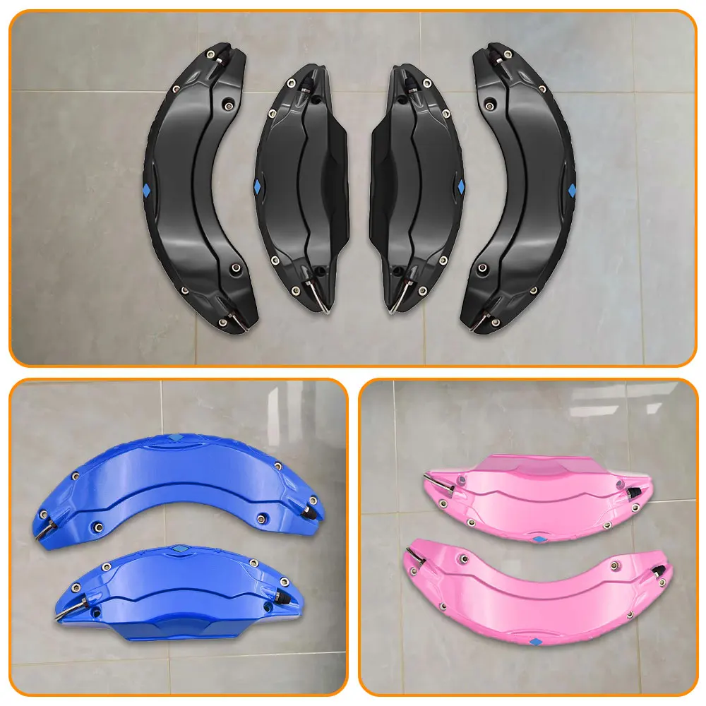 4개입 자동차 캘리퍼 커버 알루미늄 합금 브레이크 캘리퍼 가드 (테슬라 모델 X 2023-2025 19인치 20인치 21인치 22인치 휠 허브용, 레터링 포함) 썸네일 2