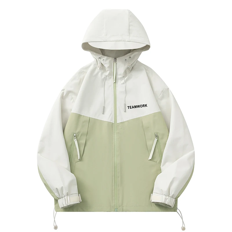 

Outdoor Windproof Hiking Jackets for Men Loose Comfortable Trekking Coats Fashion with Hood Zipper Outerwear Multiple Colors