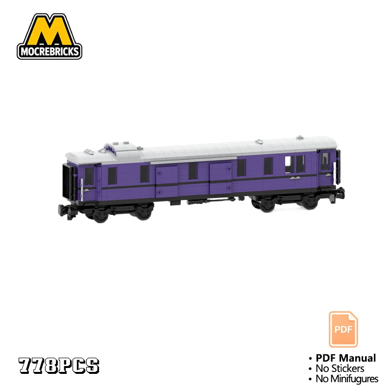 MOC 8, ensemble de construction de wagons à bagages de style européen rétro, modèle de train express vintage, briques de construction, jouet.
