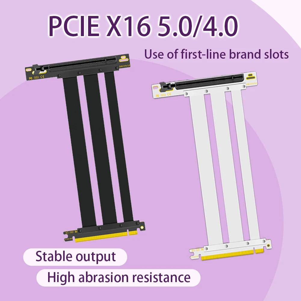 

Черно-белый универсальный игровой высокоскоростной 5,0 4,0 PCI-E X16 Райзер Графический удлинитель ATX GPU Кабель PCIe 5,0 Райзер удлинитель