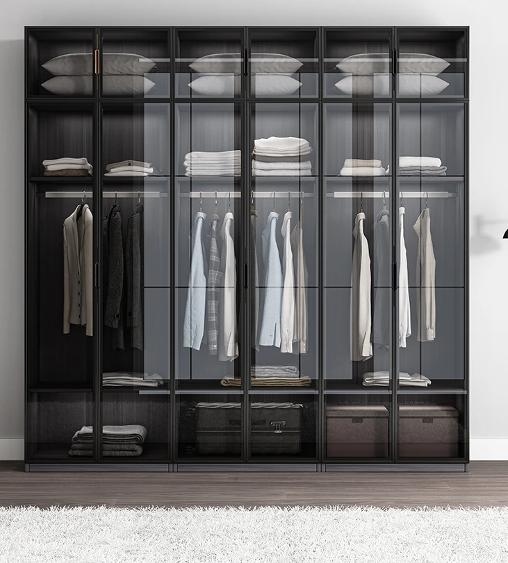 Wardrobe, household bedroom, small unit, glass door, cloakroom combination, 4-5-6 door, large wardrobe