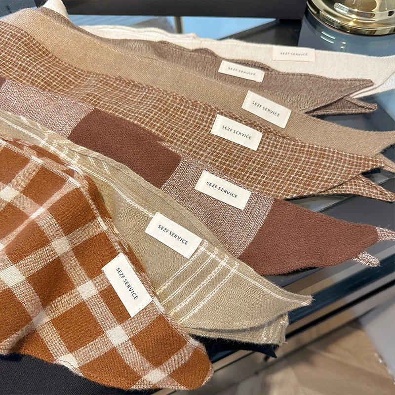 Brytyjsko-koreańska trójkątna chusta damska ciepły szal otulający głowę zimowa moda damska kaszmirowe poncho szalik etola