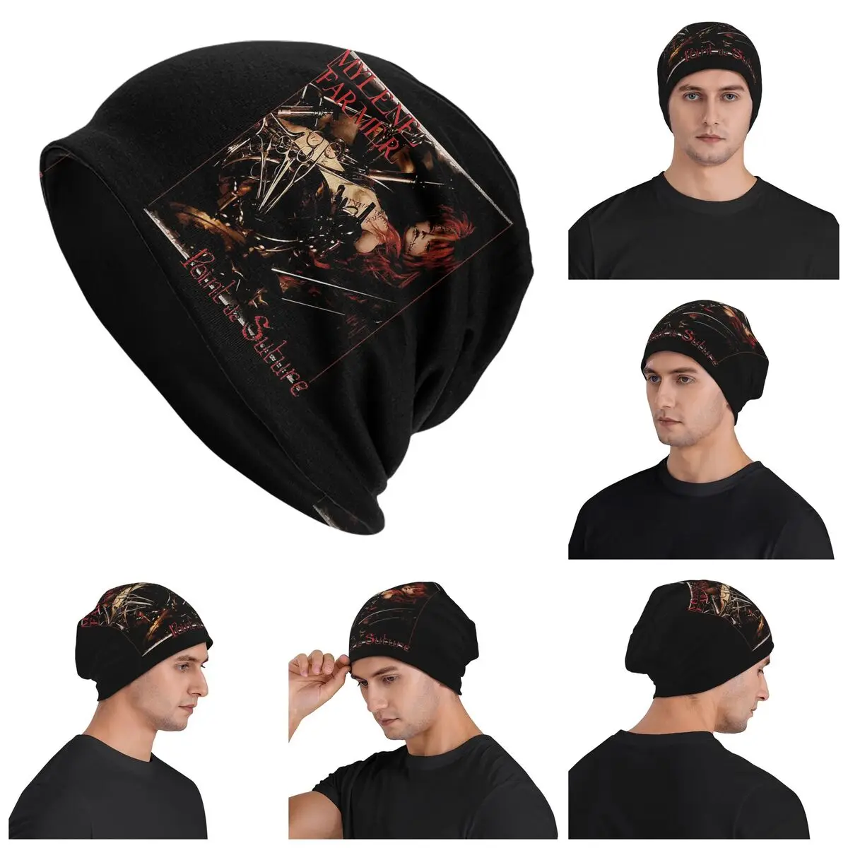 

Mylene Farmer Jeanne Warm Knitted Cap Fashion Bonnet Hat Autumn Winter Outdoor Beanies Hats for Unisex Adult