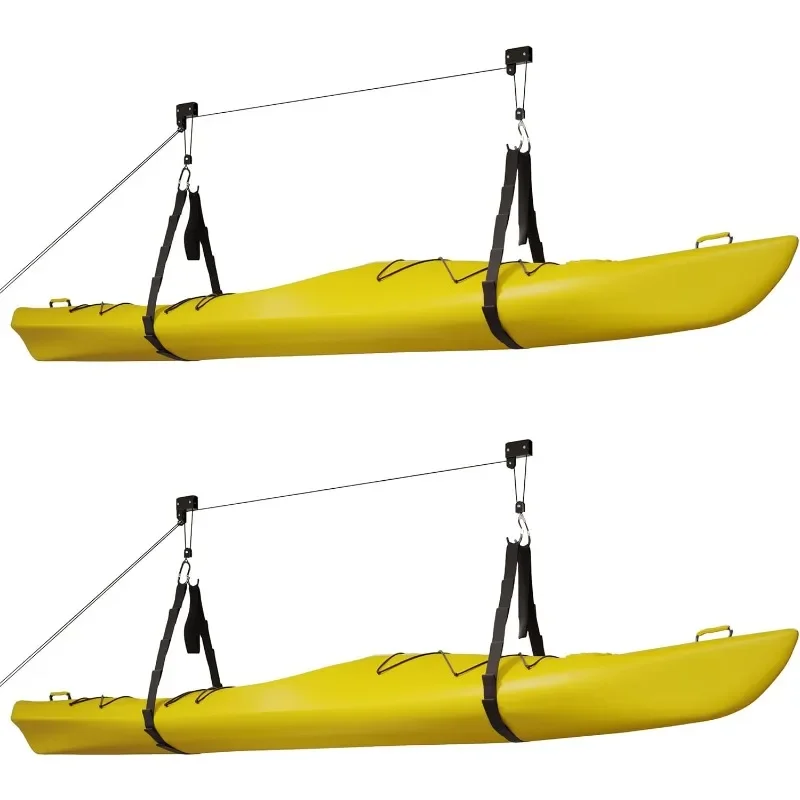 

Kayak Hoist 2-Pack Quality Garage Storage Canoe Lift with 125 lb Capacity Even Works as Ladder Lift Premium Quality