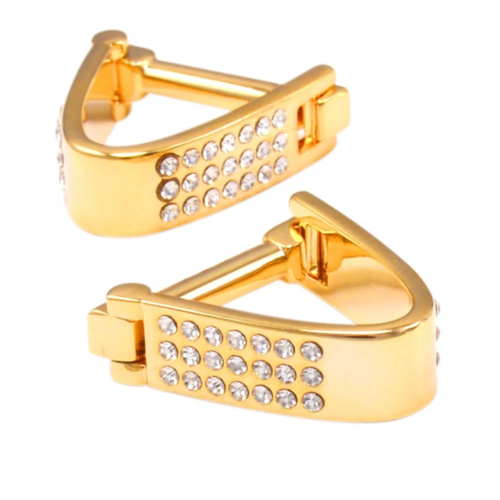 Gentleman's Triangular Slingshot Shaped Diamond Studded Cufflink Men's Shirt Sleeve Studs Banquet Formal Suit Cufflink Accessory