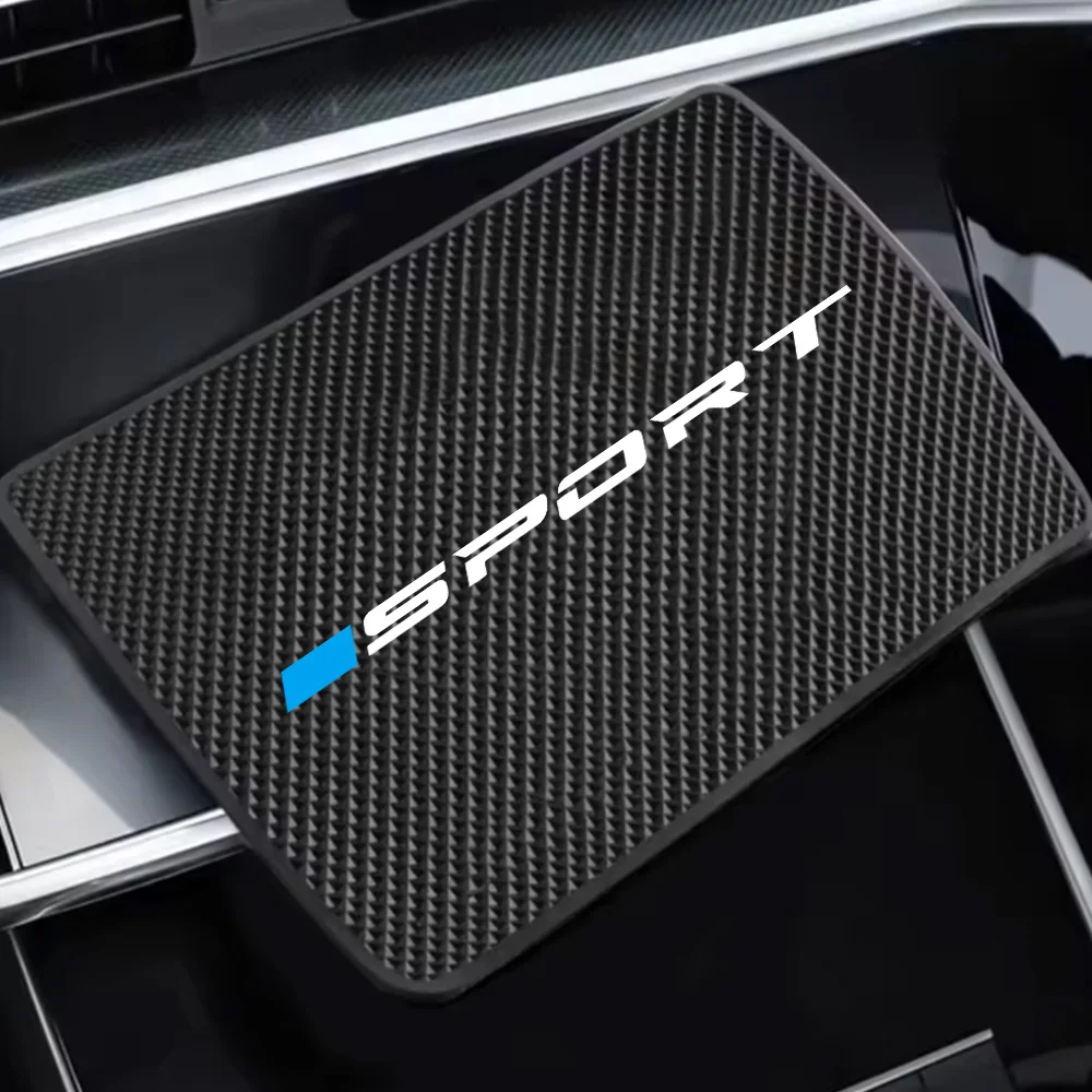 Car Anti-Slip Mat Single Square Blue Sports Style Phone and Key Storage Rack Dashboard Adhesive Magic Mat Center Console Storage Mat Car Interior Accessories