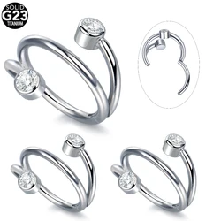 1Pc New G23 Titanium Round Zircon Conch Nose Ring Earring Hinge Segment Clicker Helix Conch Daith Piercing Jewelry for Women