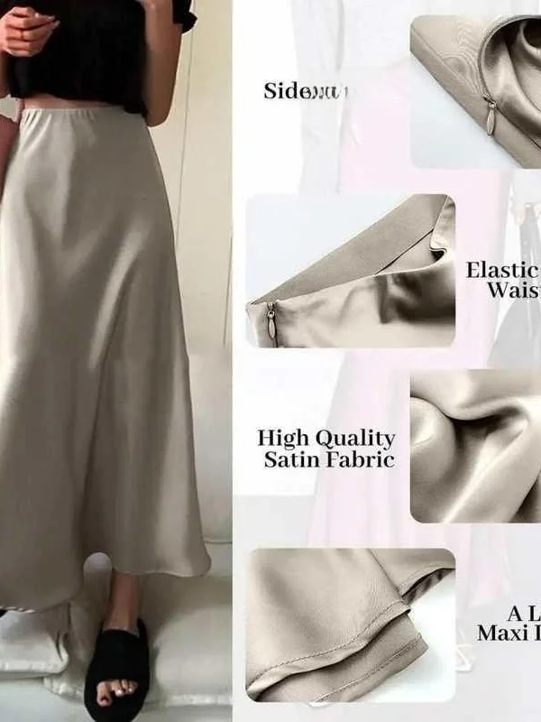 

Юбка-футляр Ele Aline из искусственного шелкового атласа для женщин, с завышенной талией, H-образного силуэта, подходит для прогулок, с аккуратным кроем