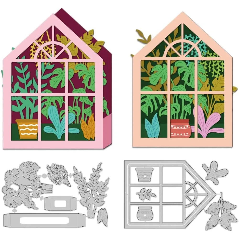 3D Gewächshaus Pflanzen Box Stanzformen Kartenherstellung Sterben Schablone Kohlenstoffstahl Topfpflanzen Stanzungen Scrapbooking Prägung