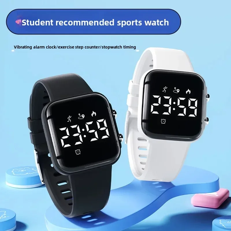 No App Magnetic Charging Smart Kids Watch Silent Vibration Alarm Exam Timer Step Counter Swim Waterproof Fitness Tracker
