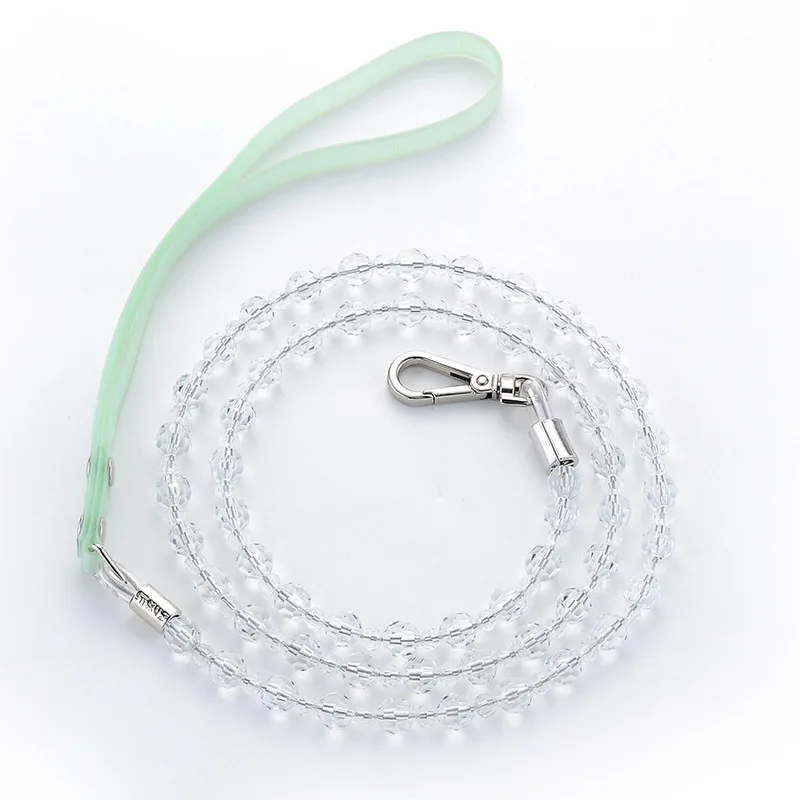 Beads Pet Leash Fashionable Princess Style Crystal Pet Leash for Small Dogs Cats ABS Anti Fracture Dog Beads Leash Pet Accessori