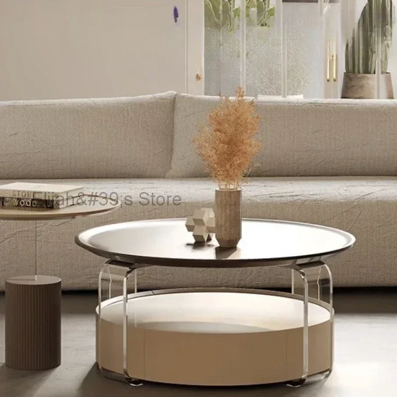 Design Minimalist Coffee Table Modern Luxury Living Room Terrace Round Middle Table Night Taburete Madera Room Furniture YR50CB