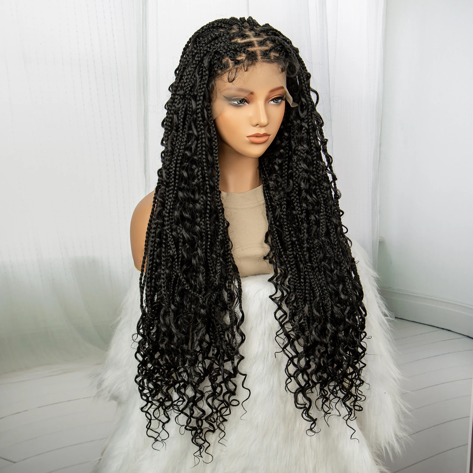 Bohemian Braided Wigs Boho Box Goddess Locs Wigs Synthetic 9x6 Lace Front Wig Braided Wigs Braid African With Baby Hair