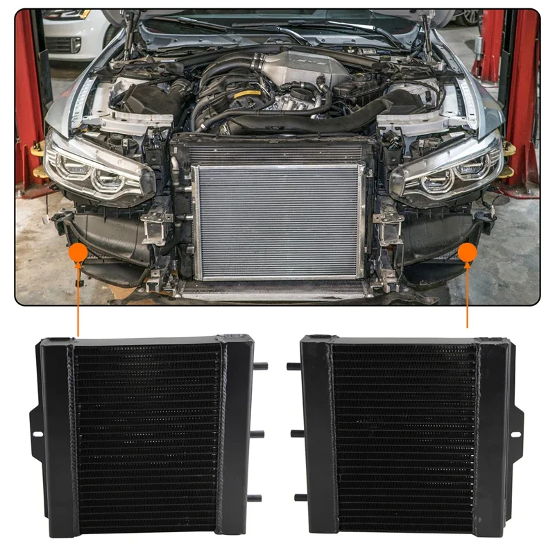 Performance Left & Right Secondary Auxiliary Radiators Fit for BMW F87 F80 F83 M2 M3 M4 S55 3.0L 2015-2020