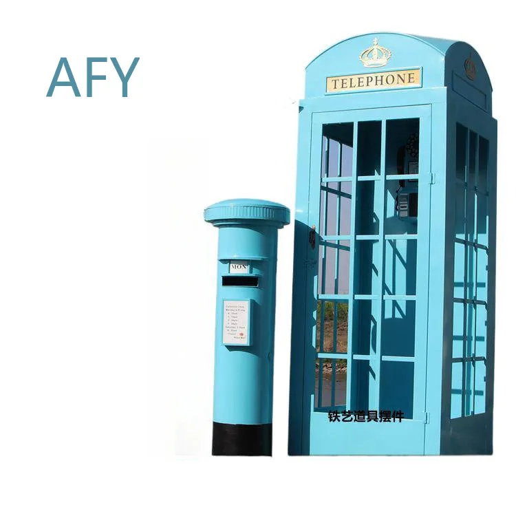 Wrought Iron Telephone Booth Clock for Background Wall Decoration for Store Shopping Mall Opening Ceremony Event Decor