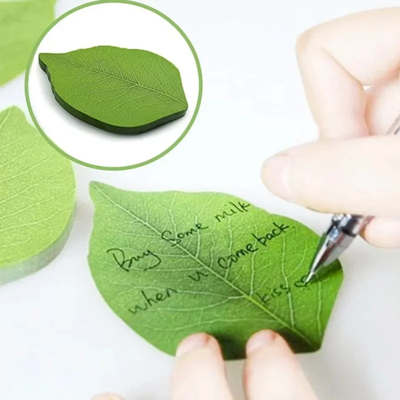 

200Sheets/Pad Creative Green Leaf Shaped Sticky Notepad, Photo Wall Refrigerator Decoration Sticker, Novelty Memo Note Pad