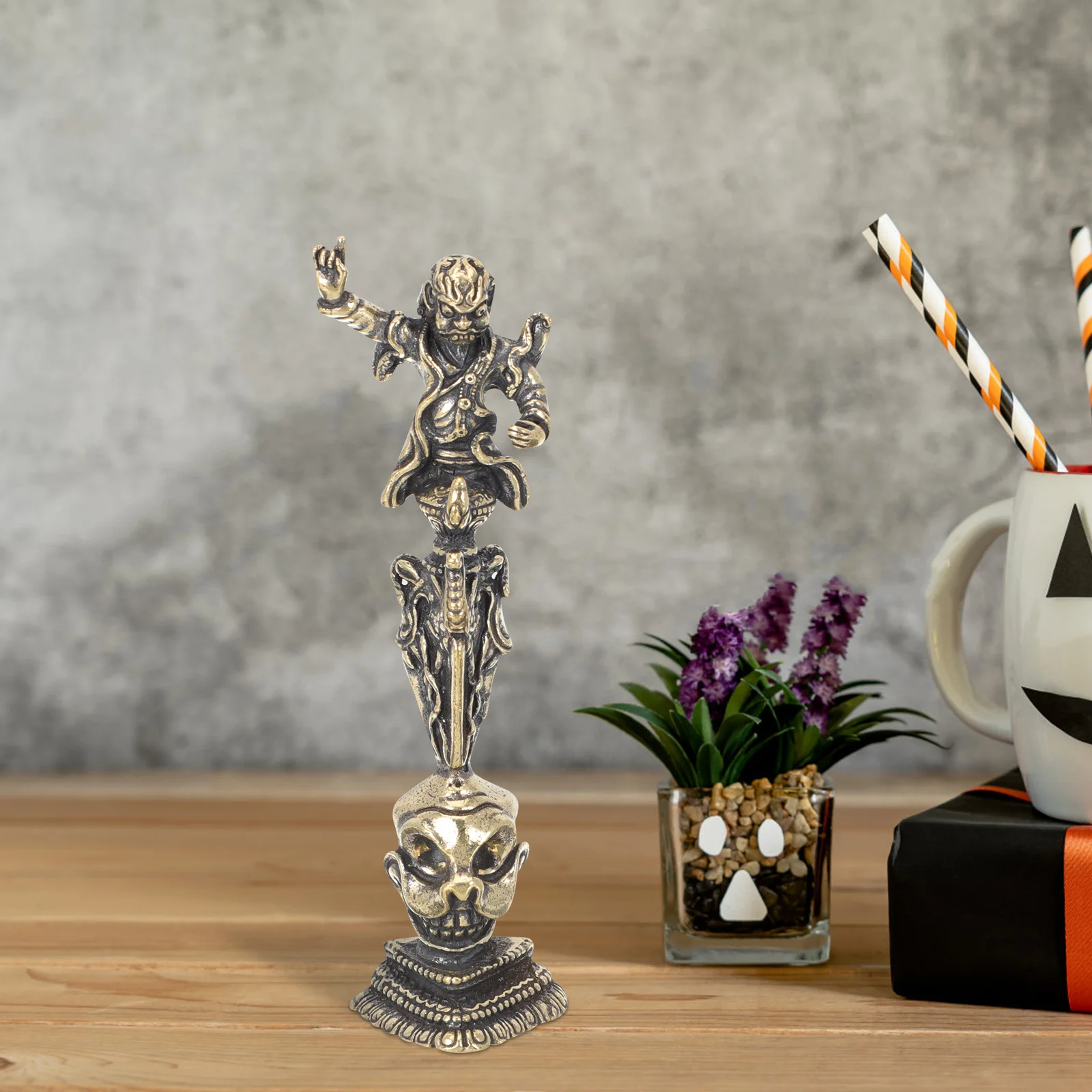 

Copper Religious Statue Home Office Decor Exquisite Vintage Design Long Service Life Copper Craft Religion Sculpture