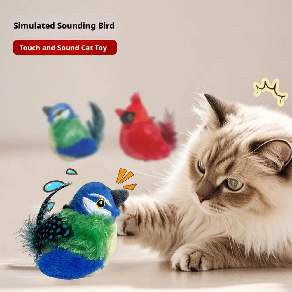 Simulado pássaro gato brinquedo interativo brinquedos cão chirping batendo pássaro gato pena brinquedos com sons brinquedos de som