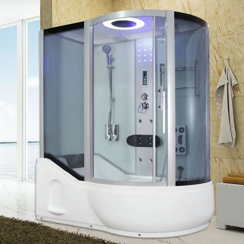 Integral shower room with bathtub surfing steam bath integrated bathroom sauna bath bathroom tempered glass