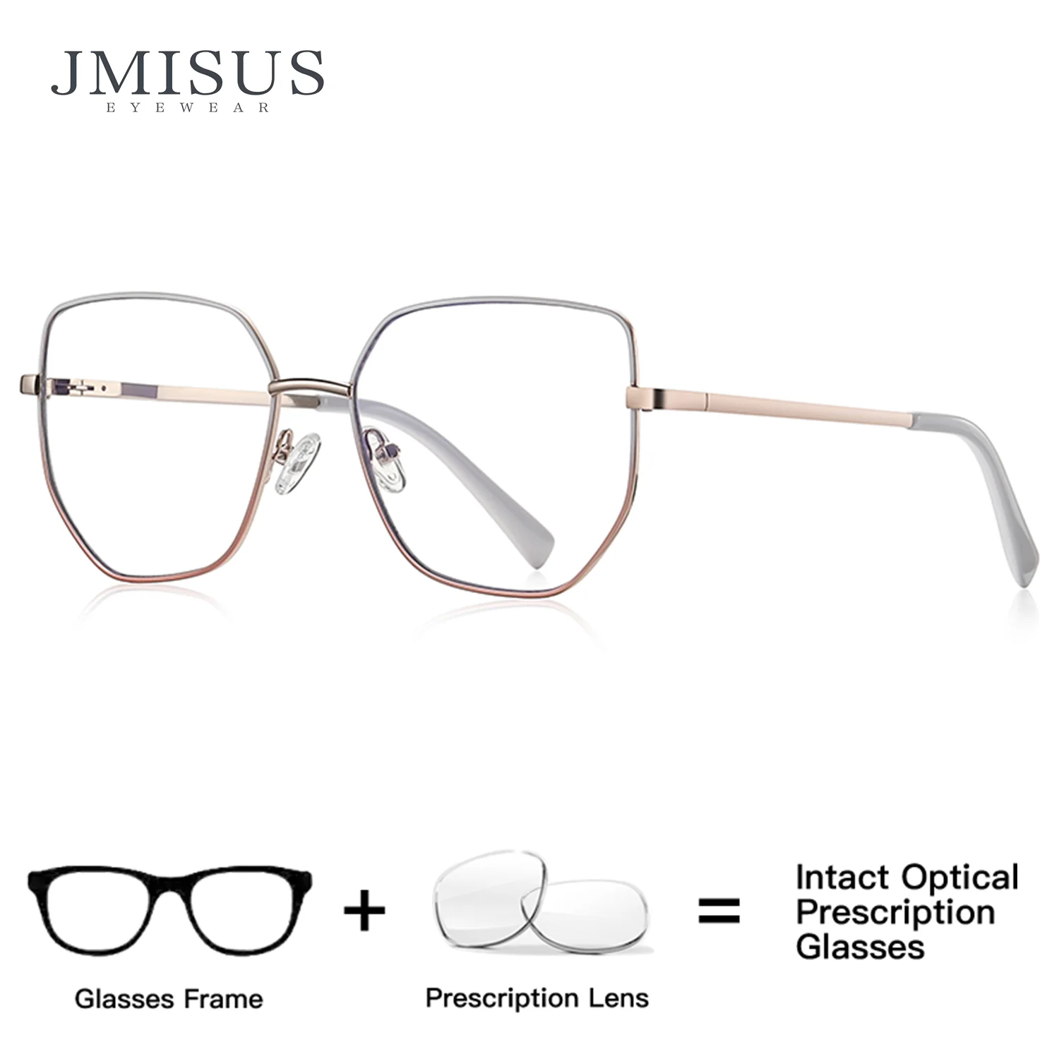 

JMISUS Best Seller Square Prescription Glasses Fashion Women High-quality Metal Geometry Photochromic Progressive Eyeglasses