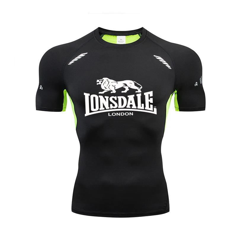 

Men's LONSDALE high stretch sports T-shirt muscle American tight quick drying fitness breathable training slim fit and large qui