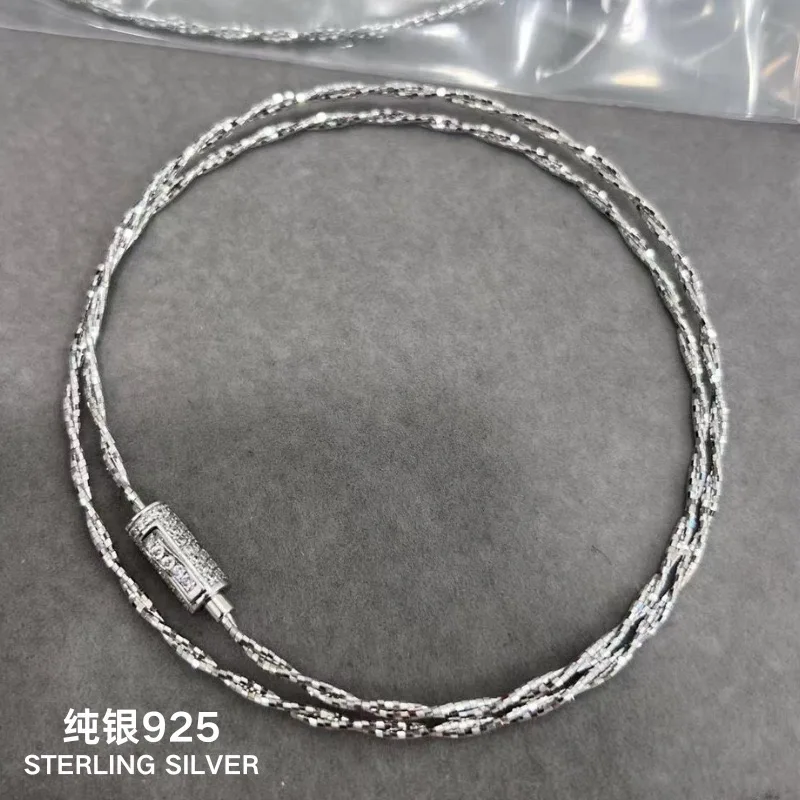 

2025 New High quality Popular Brand Luxury Jewelry Silver Chain Woven Fried Dough Twists Necklace Women's S925 Collar Chain Gift