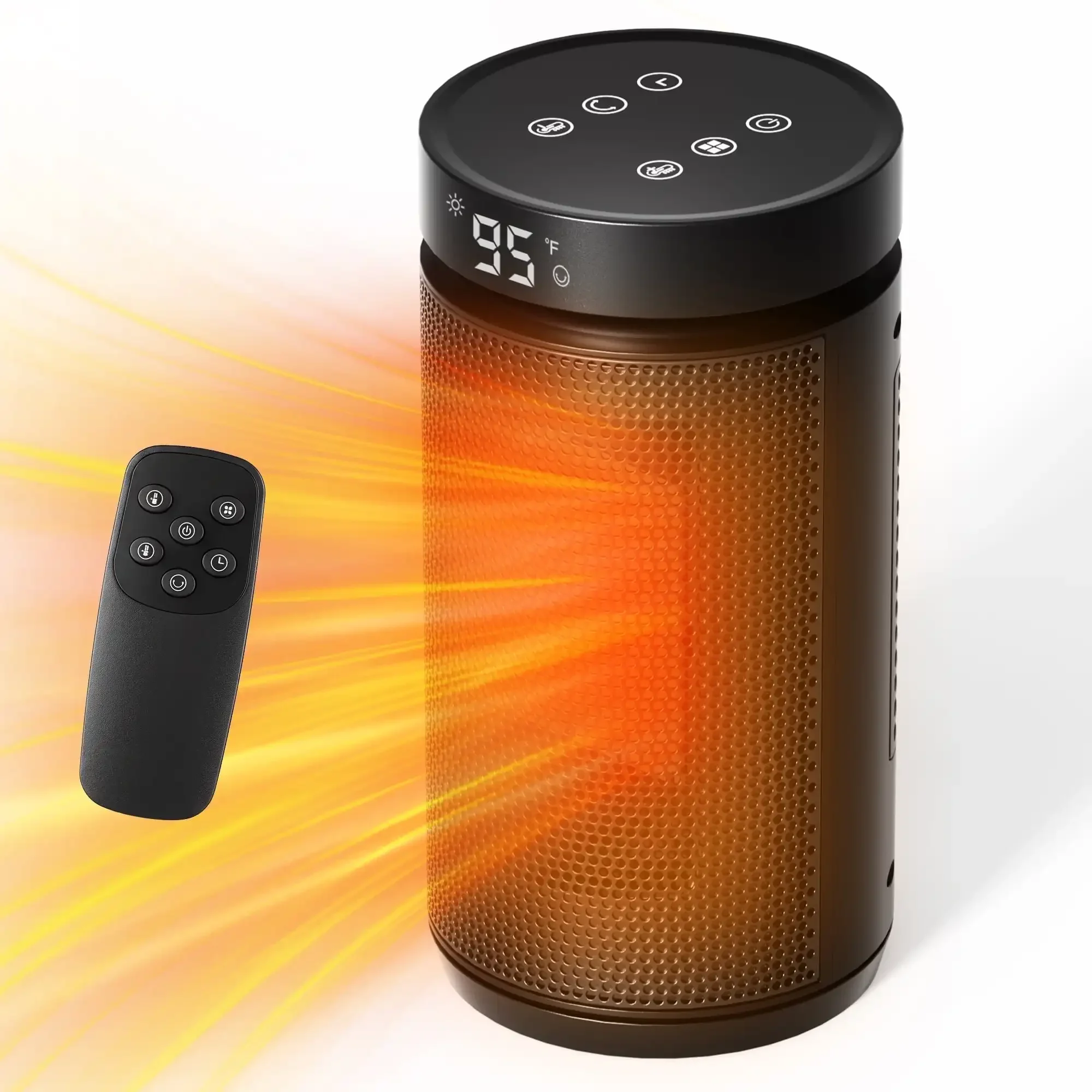 

1500W Space Heater, Remote 70° Oscillation 12H Timer for Bedroom