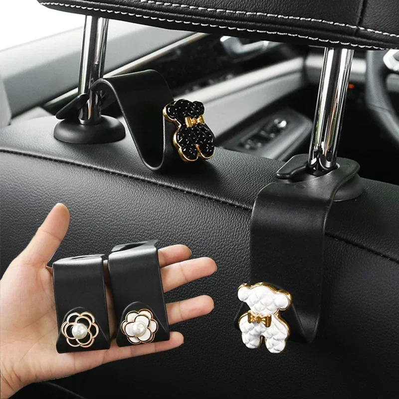 

Car Seat Back Hook Interior Portable Hanger Universal Storage for Bag Purse Cloth Grocery Bear Flower Decoration Accessories