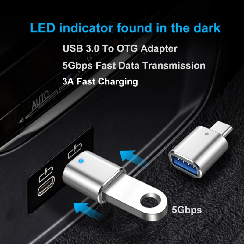 Led Usb 3.0 Naar Type C Adapter Otg Naar Usb C USB-A Naar Micro Usb Type-C Vrouwelijke Connector voor Samsung Xiaomi Poco Adapters 5Gbps