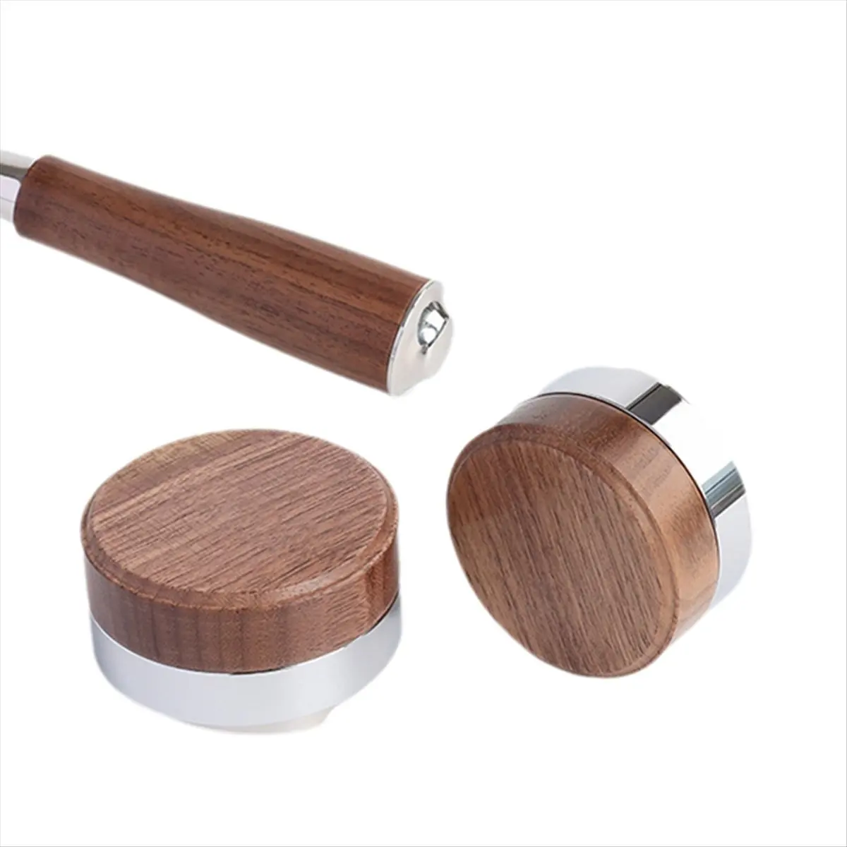 #49C 58.5mm Coffee Tamper Coffee Distributor Tool Espresso Leveler,coffee,(Stainless steel + walnut)