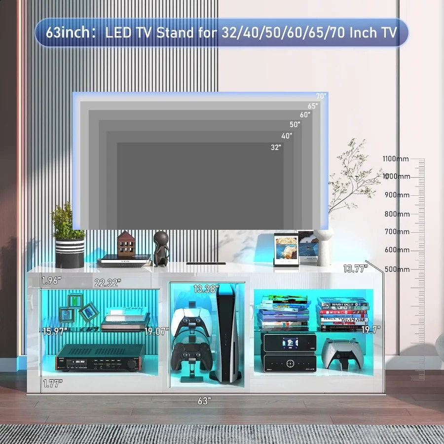 حامل تلفزيون Vitik 6Fox LED مع مخرج طاقة 60 00 لونًا لإضاءة تلفزيون 65 70 بوصة 63 وحدة تحكم تلفزيون حديثة عالية اللمعان