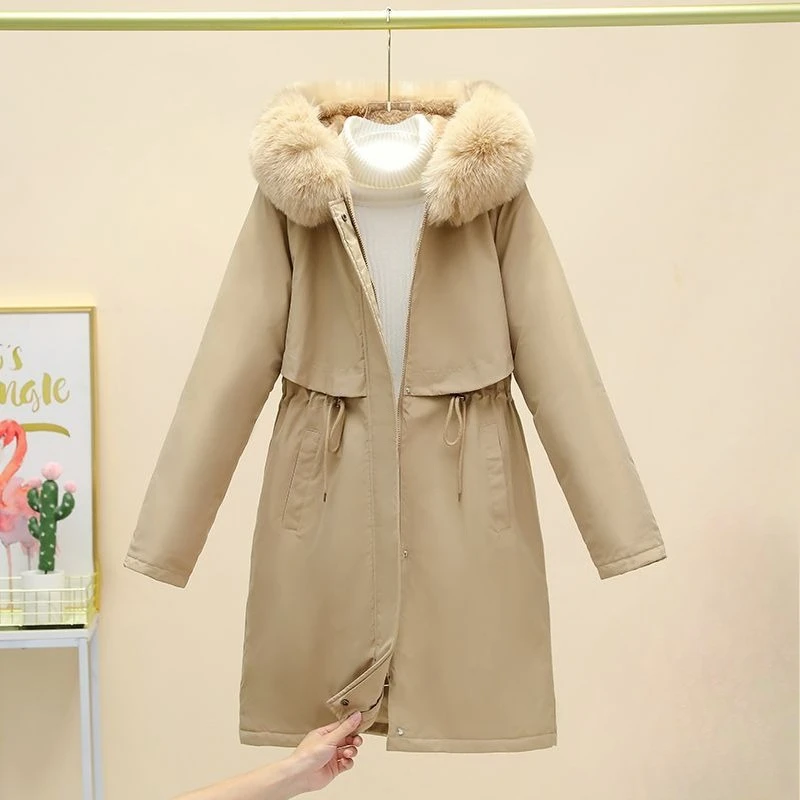 

New Warm Thermal Parker Cotton Clothes Women's Medium Long 2025 Large Size Korean Version Velvet Casual Jacket Thickened Winter