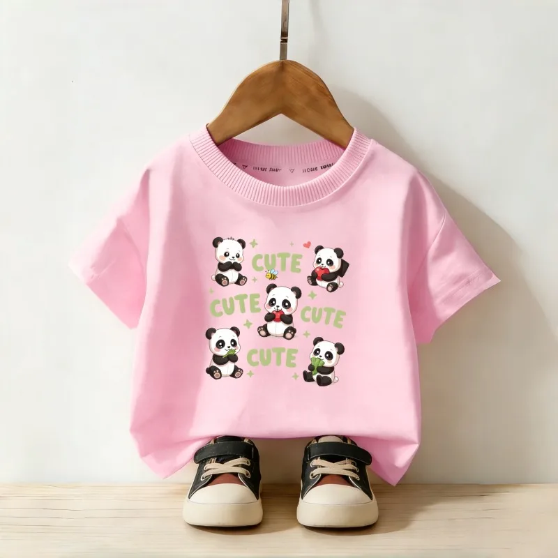 Children's T-shirt Cute Panda Printed New Personalized Parent-child Outfit Fashionable Casual Round Neck Daily Short Sleeved - view 4