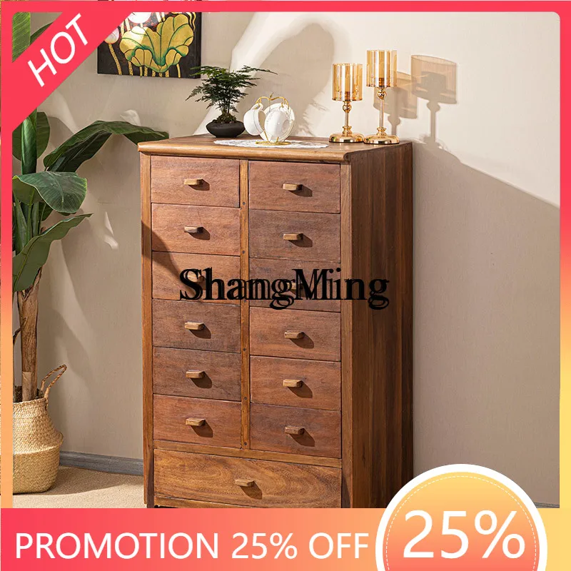 

ZYY solid wood storage cabinet living room against wall storage household floor cabinet storage chest cabinet