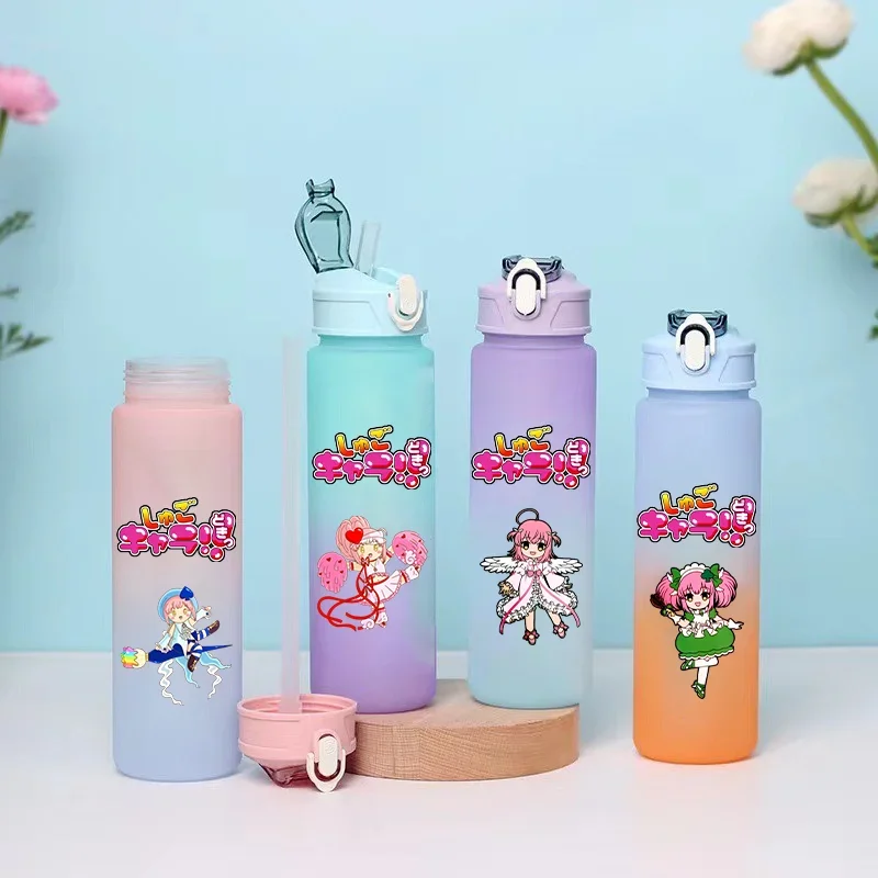 750ML Shugo Chara Children's Plastic Gradient Water Cup Outdoor Sports Leak Proof Water Cup Portable Large Capacity Water Bottle