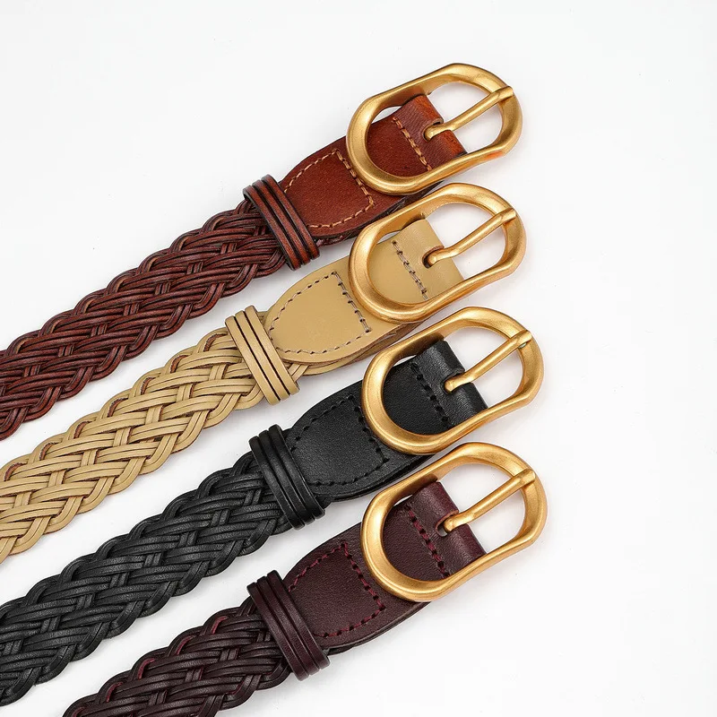 

New Restoring Ancient Ways Braided Belt Woven Belt Women Luxury Genuine Straps Hand Knitted Designer Women Jeans Girdle Belts