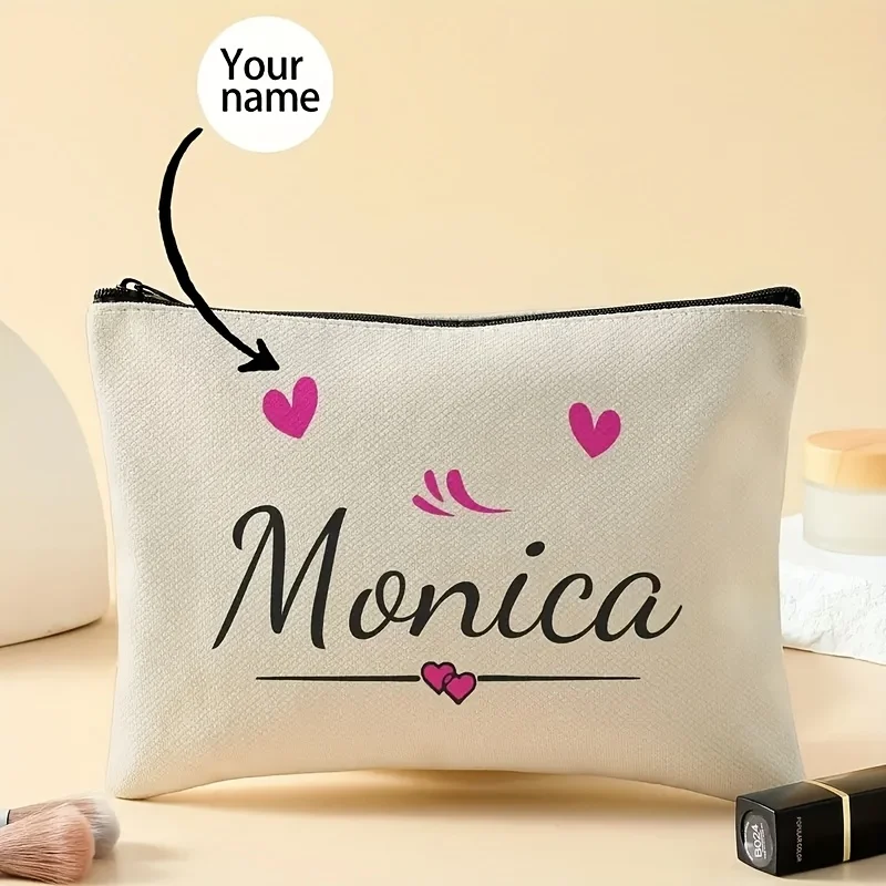 

Custom Makeup Bag a Stylish Cosmetic Pouch for Women Featuring a Secure Zipper Closure and Personalized Name the Perfect Gift