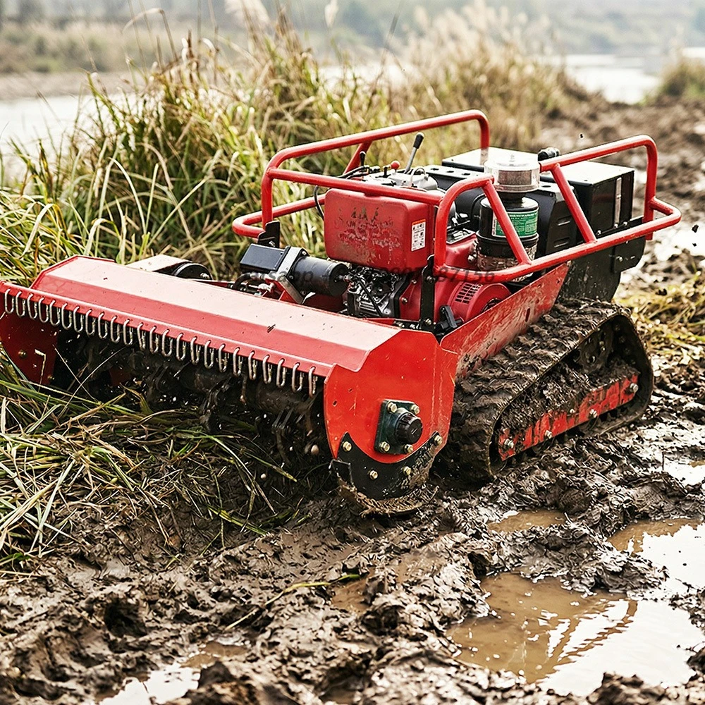 High Efficiency Remote Control Lawn Mower 500m Distance Remote Control Grass Cutter for Dam Maintenance
