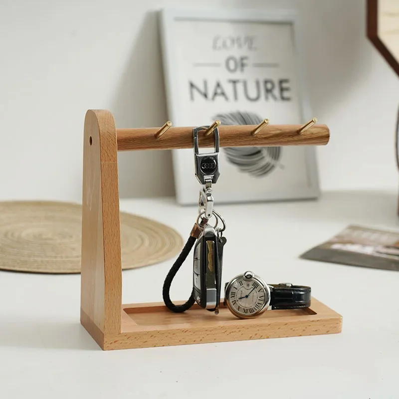 Walnut beech key storage rack decoration porch table entry door jewelry storage tray sundry home storage rack JJ467