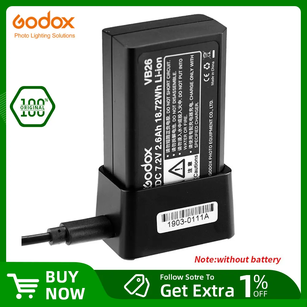 Godox VC26 USB 充電器 V1 スピードライトフラッシュ用 (バッテリー