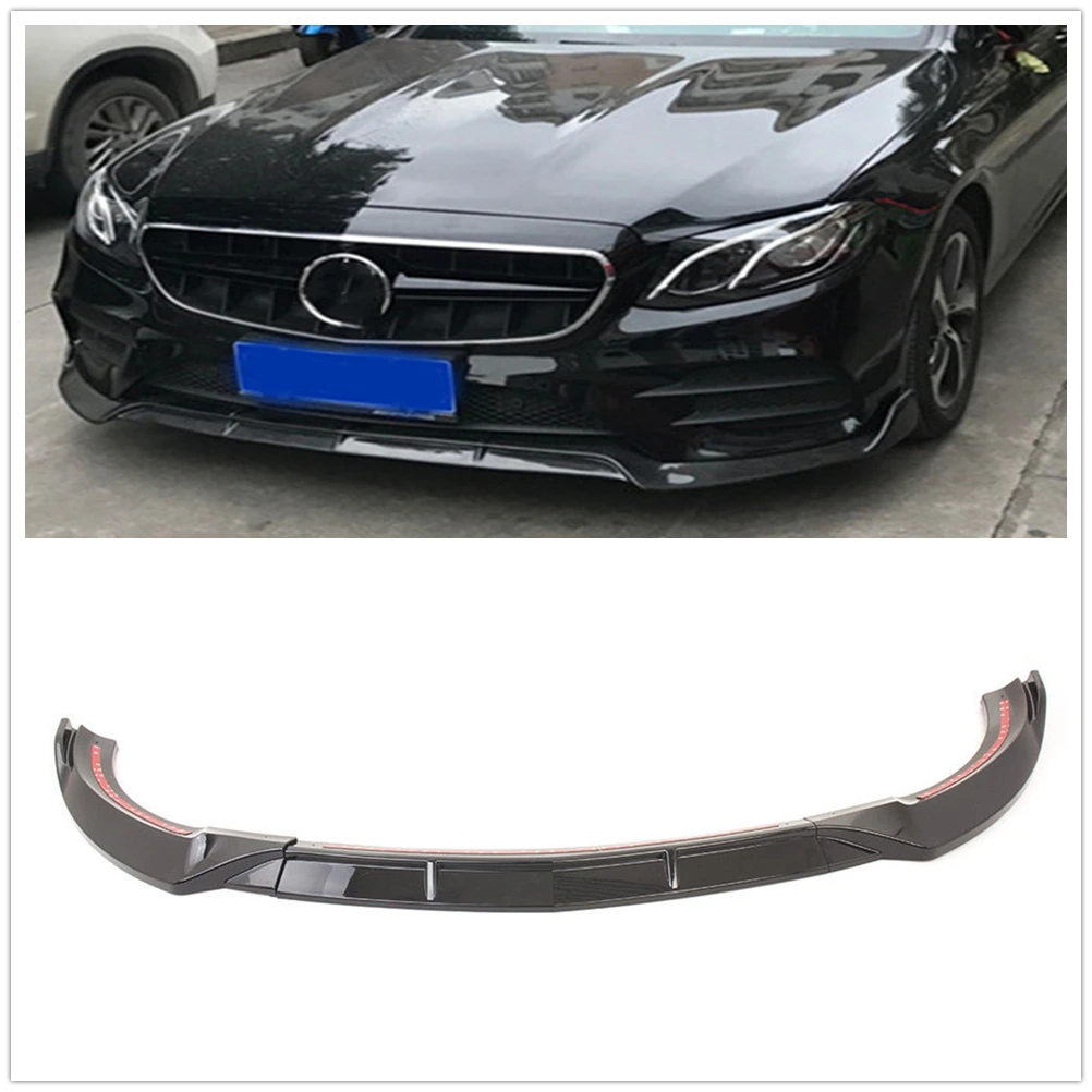 

Front Bumper Spoiler Lip For Mercedes Benz W213 E Class Sedan 4 Door Sport 2017 2018 2019 Carbon Fiber Look/Gloss Black Splitter